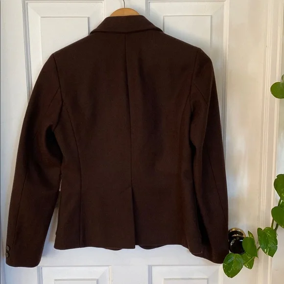 J. Crew Wool Chocolate Brown Blazer with Polka Dot Lining Vintage Classic - Picture 6 of 12
